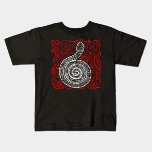 Tribal Snake Ink Art Tattoo Red White Kids T-Shirt